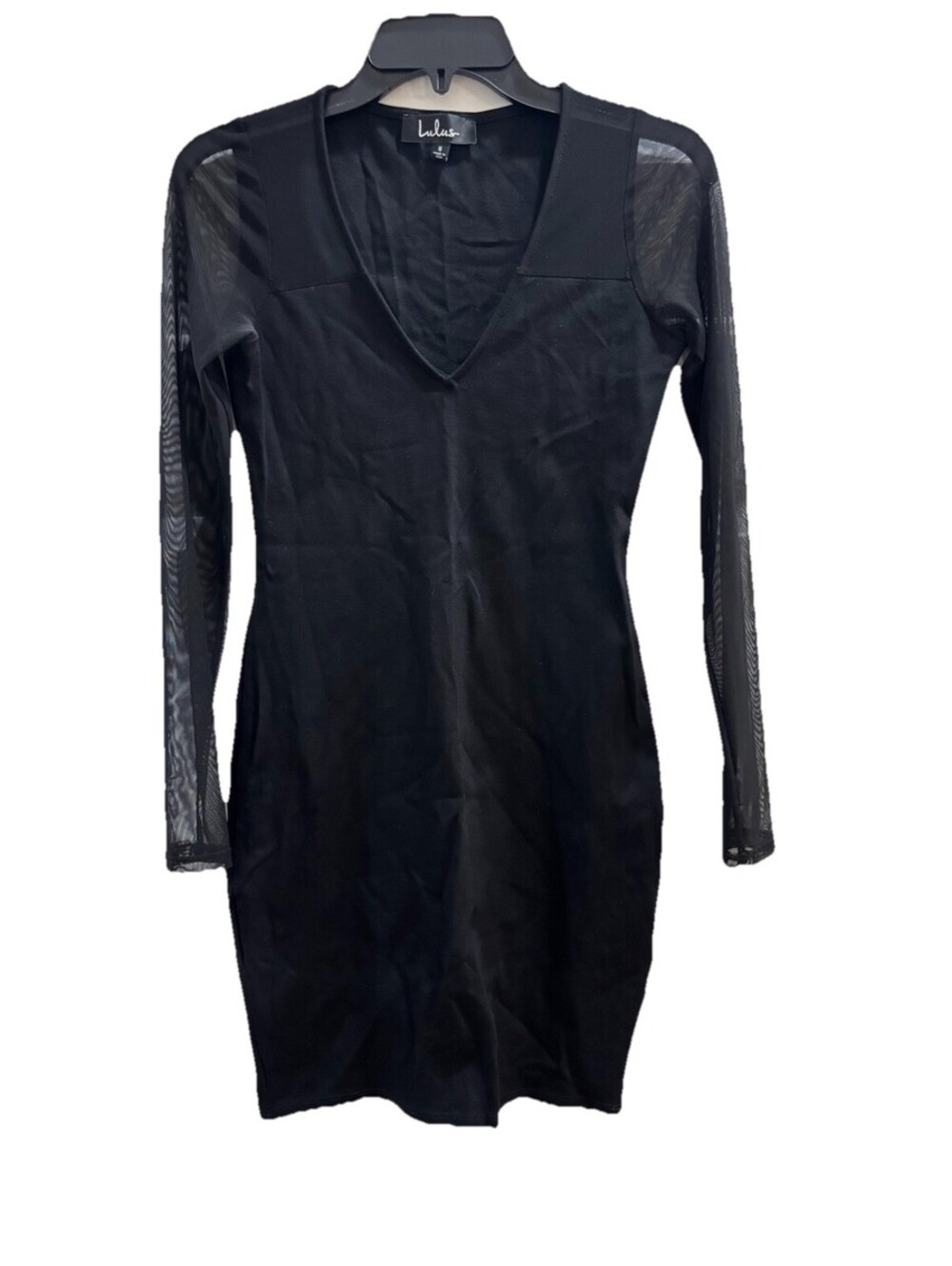 Lulus V Neck Black Stretch Bodycon Dress Size Small